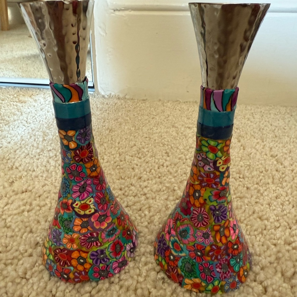 Polymer Clay Designs- Colorful Candleholders